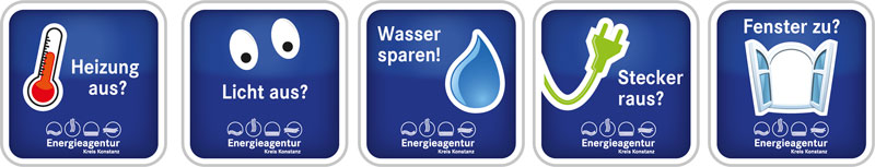 Energiespar-Aufkleber mit Tipps